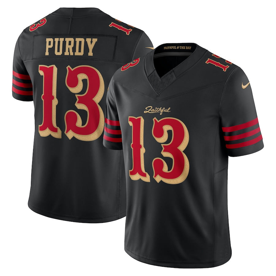 Johmsee SF.49ers #13 Brock Purdy Player Rivalries Vapor Limited Black Stitched Jerseys