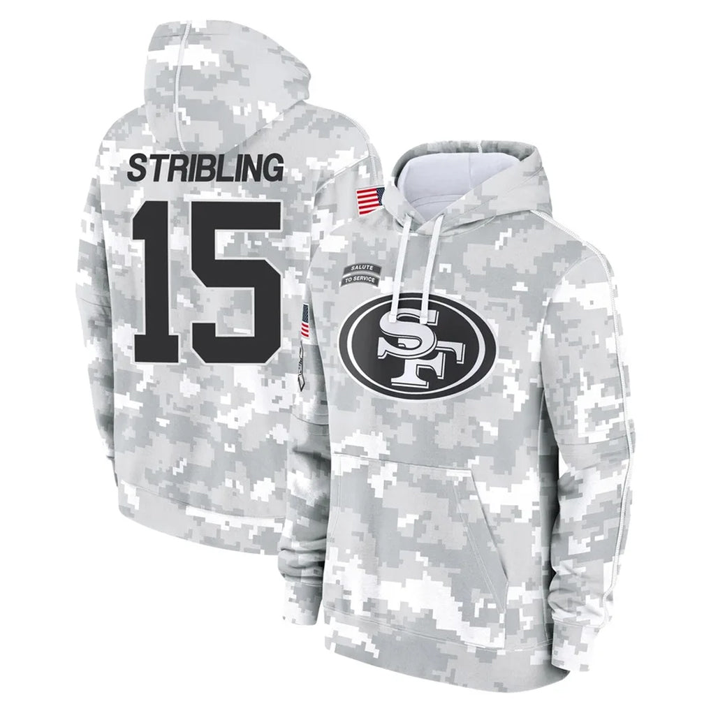 Johmsee SF.49ers #15 De'Zhaun Stribling Player Arctic Camo Limited Salute to Service Pullover Hoodies Game Stitched Jerseys