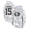 Johmsee SF.49ers #15 De'Zhaun Stribling Player Arctic Camo Limited Salute to Service Pullover Hoodies Game Stitched Jerseys