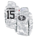 Johmsee SF.49ers #15 De'Zhaun Stribling Player Arctic Camo Limited Salute to Service Pullover Hoodies Game Stitched Jerseys