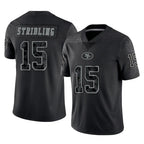 Johmsee SF.49ers #15 De'Zhaun Stribling Player Black Limited Reflective Home Game Stitched Jerseys