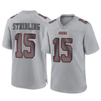Johmsee SF.49ers #15 De'Zhaun Stribling Player Gray Atmosphere Fashion Home Game Stitched Jerseys