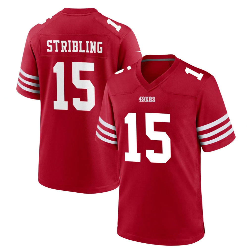 Johmsee SF.49ers #15 De'Zhaun Stribling Player Red Game Home Stitched Jerseys