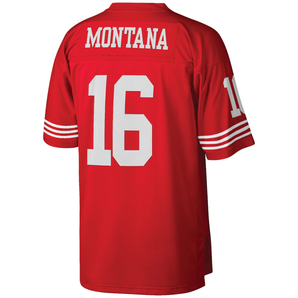Johmsee SF.49ers #16 Joe Montana Mitchell & Ness Scarlet Big & Tall 1990 Retired Player Replica Jersey