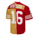 Johmsee SF.49ers #16 Joe Montana Mitchell & Ness ScarletGold 1990 Split Legacy Replica Jersey