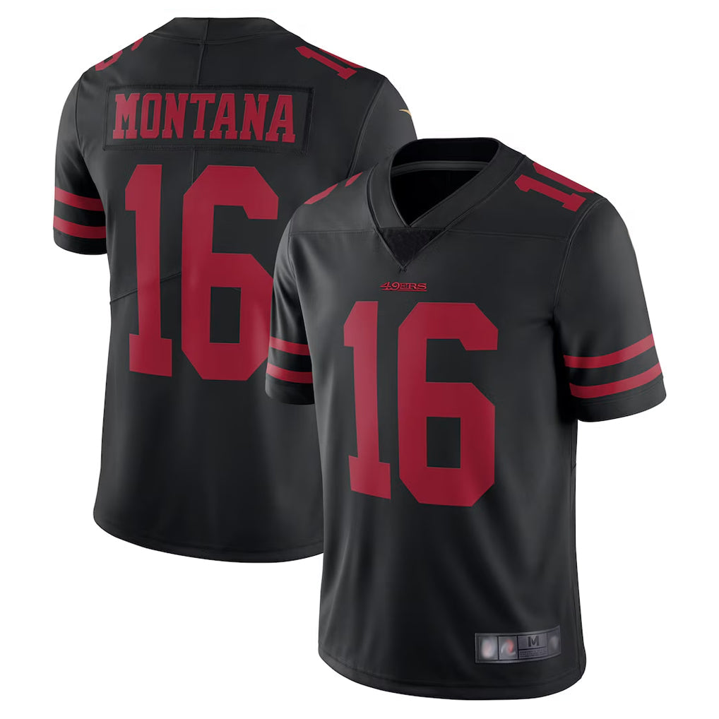 Johmsee SF.49ers #16 Joe Montana Player Black Vapor Untouchable Limited Throwback Stitched Jerseys