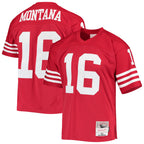 Johmsee SF.49ers #16 Joe Montana Player Mitchell & Ness Legacy Replica Scarlet Stitched Jerseys