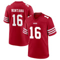 Johmsee SF.49ers #16 Joe Montana Player Scarlet Home Game Stitched Jerseys
