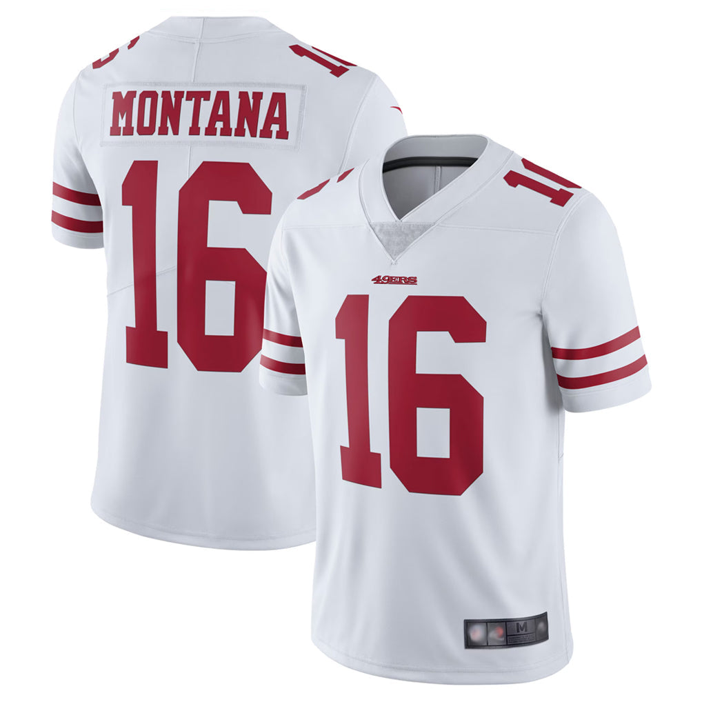 Johmsee SF.49ers #16 Joe Montana Player Vapor Untouchable Limited Throwback White Stitched Jerseys
