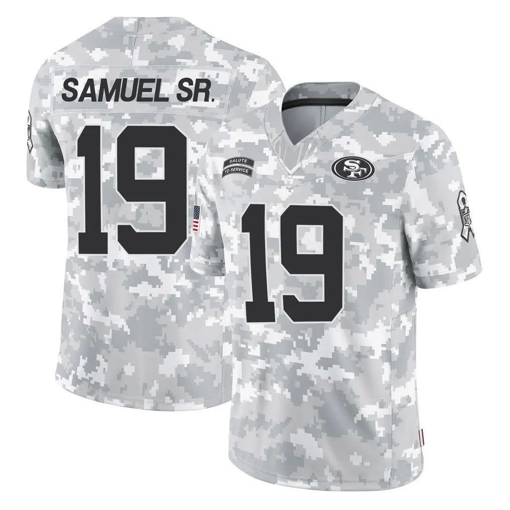 Johmsee SF.49ers #19 Deebo Samuel Sr. Player Arctic Camo Limited Salute To Service Home Game Stitched Jerseys