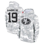 Johmsee SF.49ers #19 Deebo Samuel Sr. Player Arctic Camo Limited Salute to Service Pullover Hoodies Game Stitched Jerseys