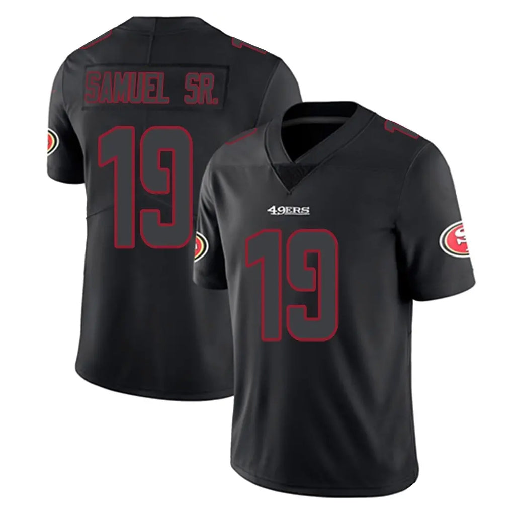 Johmsee SF.49ers #19 Deebo Samuel Sr. Player Black Impact Limited Home Game Stitched Jerseys