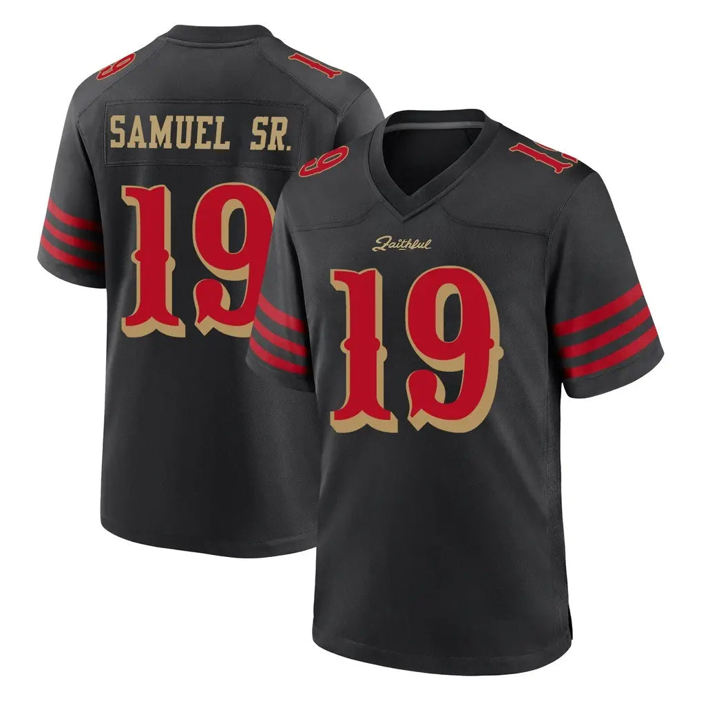 Johmsee SF.49ers #19 Deebo Samuel Sr. Player Black Rivalries Collection Home Game Stitched Jerseys