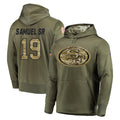 Johmsee SF.49ers #19 Deebo Samuel Sr. Player Olive Salute to Service Pullover Hoodie Home Game Stitched Jerseys