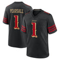 Johmsee SF.49ers #1 Ricky Pearsall Player Rivalries Collection Black Game Stitched Jersey