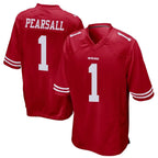 Johmsee SF.49ers #1 Ricky Pearsall Player Scarlet Game Stitched Jerseys