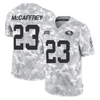 Johmsee SF.49ers #23 Christian McCaffrey Player Arctic Camo Limited Salute To Service Home Game Stitched Jerseys