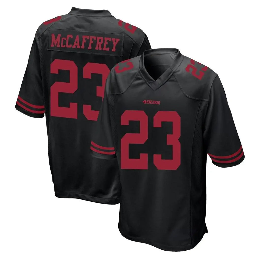 Johmsee SF.49ers #23 Christian McCaffrey Player Black Alternate Home Game Stitched Jerseys