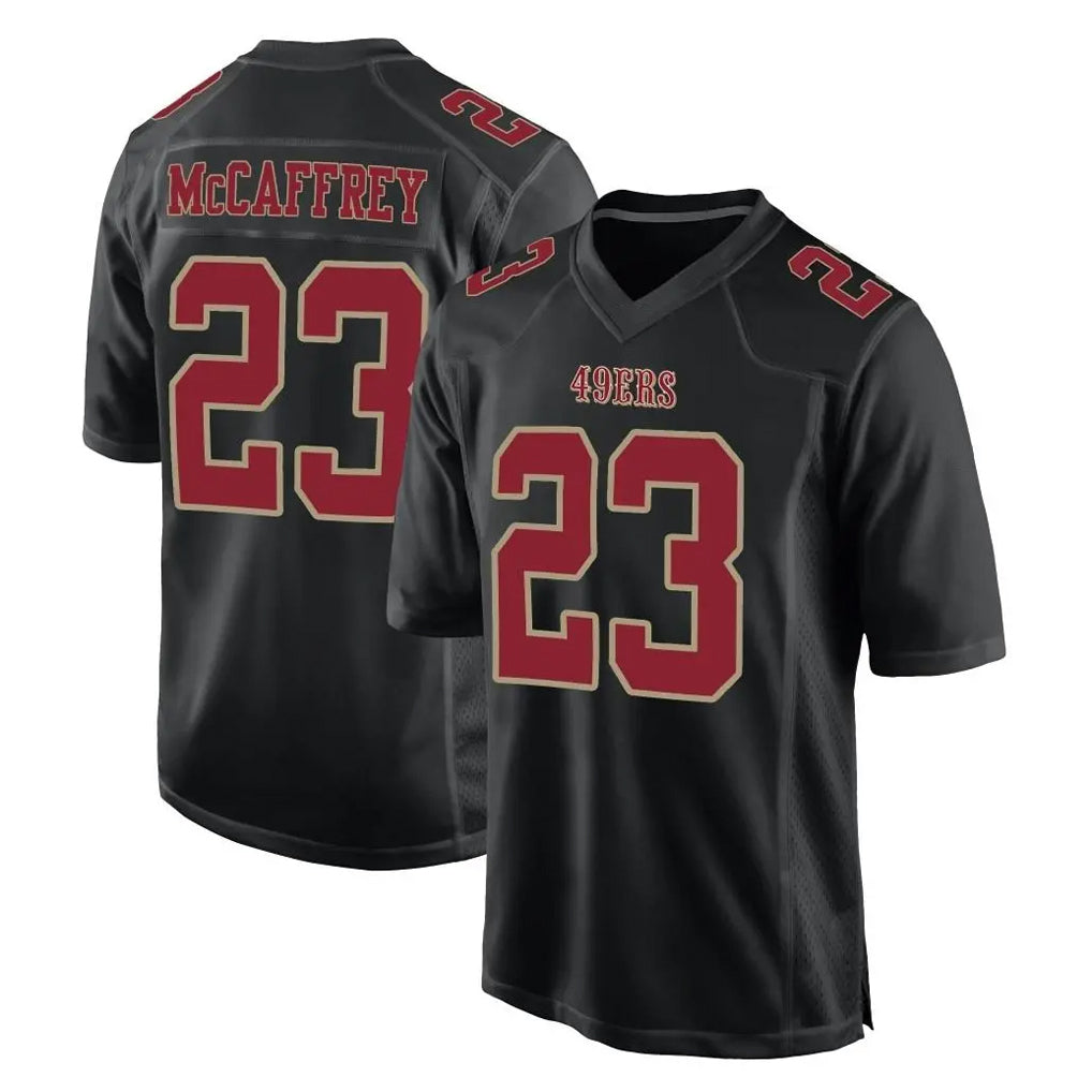 Johmsee SF.49ers #23 Christian McCaffrey Player Black Fashion Home Game Stitched Jerseys