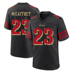 Johmsee SF.49ers #23 Christian McCaffrey Player Black Rivalries Collection Home Game Stitched Jerseys