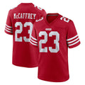 Johmsee SF.49ers #23 Christian McCaffrey Player Red Game Home Stitched Jerseys
