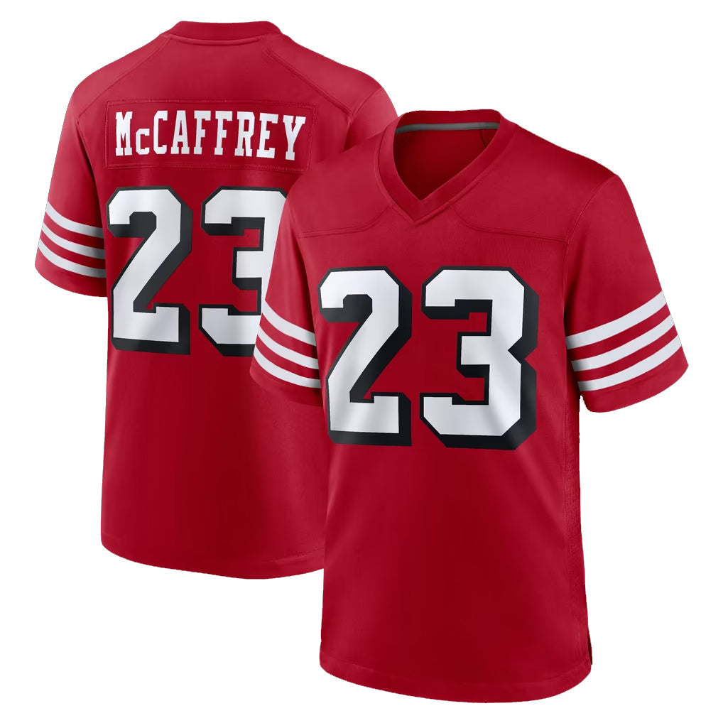 Johmsee SF.49ers #23 Christian McCaffrey Player Red Limited Alternate Home Game Stitched Jerseys
