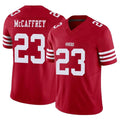 Johmsee SF.49ers #23 Christian McCaffrey Player Red Limited Vapor F.U.S.E. Home Game Stitched Jerseys