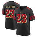 Johmsee SF.49ers #23 Christian McCaffrey Player Rivalries Collection Black Game Stitched Jerseys