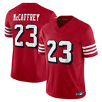 Johmsee SF.49ers #23 Christian McCaffrey Player Scarlet Vapor F.U.S.E. Limited Stitched Jerseys