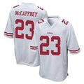 Johmsee SF.49ers #23 Christian McCaffrey Player White Home Game Stitched Jerseys