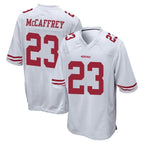 Johmsee SF.49ers #23 Christian McCaffrey Player White Home Game Stitched Jerseys