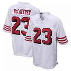 Johmsee SF.49ers #23 Christian McCaffrey Player White Limited Home Game Stitched Jerseys