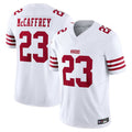Johmsee SF.49ers #23 Christian McCaffrey Player White Vapor F.U.S.E. Limited Stitched Jerseys