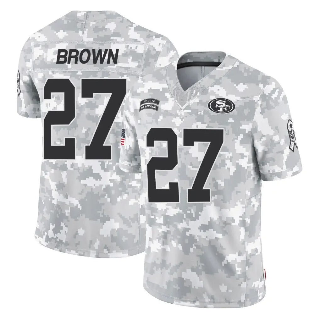 Johmsee SF.49ers #27 Ji'Ayir Brown Player Arctic Camo Limited Salute To Service Home Game Stitched Jerseys