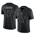 Johmsee SF.49ers #27 Ji'Ayir Brown Player Black Limited Reflective Home Game Stitched Jerseys