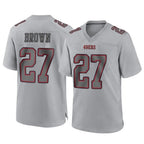 Johmsee SF.49ers #27 Ji'Ayir Brown Player Gray Atmosphere Fashion Home Game Stitched Jerseys