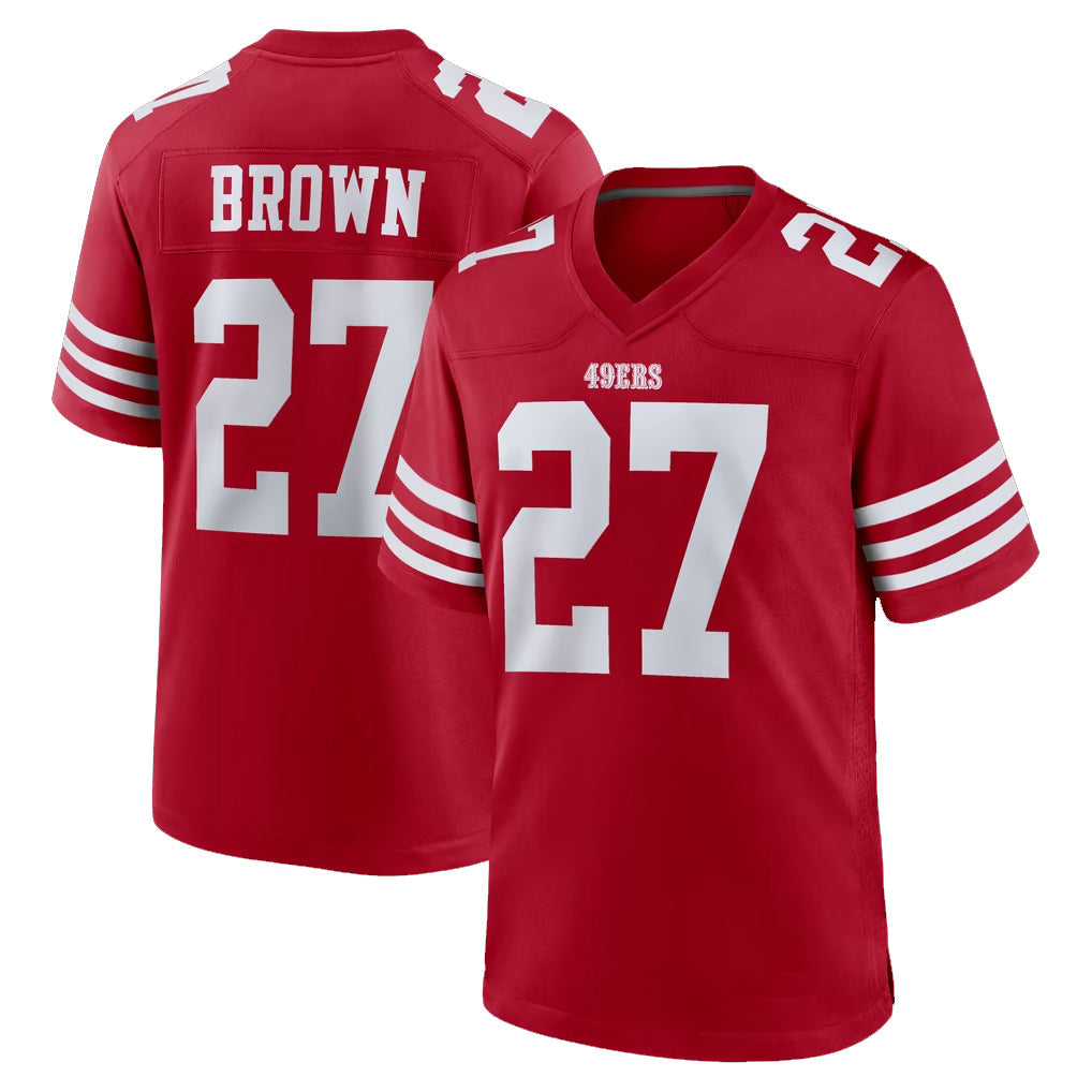 Johmsee SF.49ers #27 Ji'Ayir Brown Player Red Game Home Stitched Jerseys
