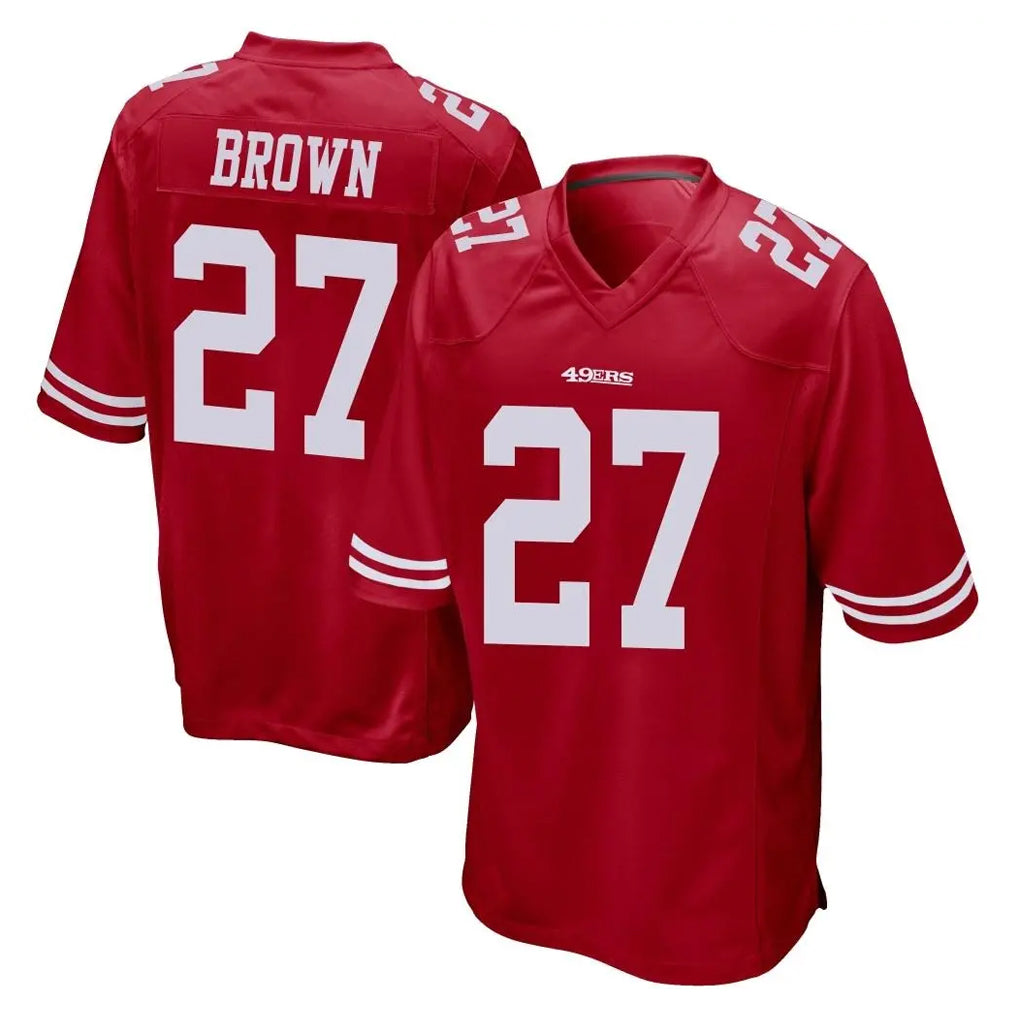 Johmsee SF.49ers #27 Ji'Ayir Brown Player Red Home Game Stitched Jerseys