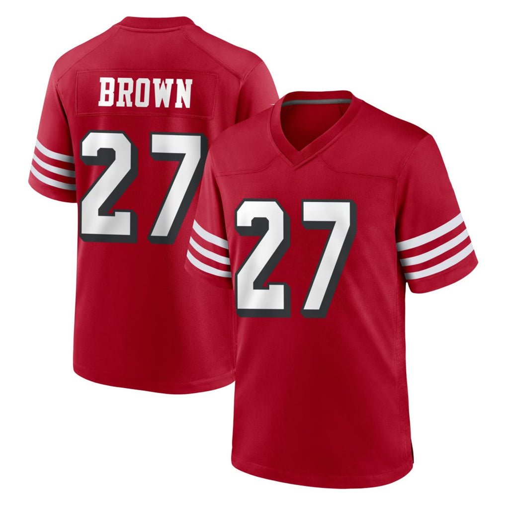 Johmsee SF.49ers #27 Ji'Ayir Brown Player Red Limited Alternate Home Game Stitched Jerseys
