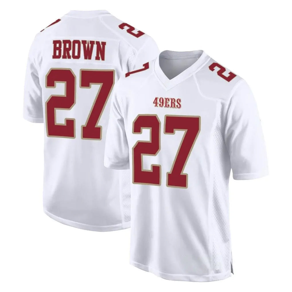 Johmsee SF.49ers #27 Ji'Ayir Brown Player White Fashion Home Game Stitched Jerseys