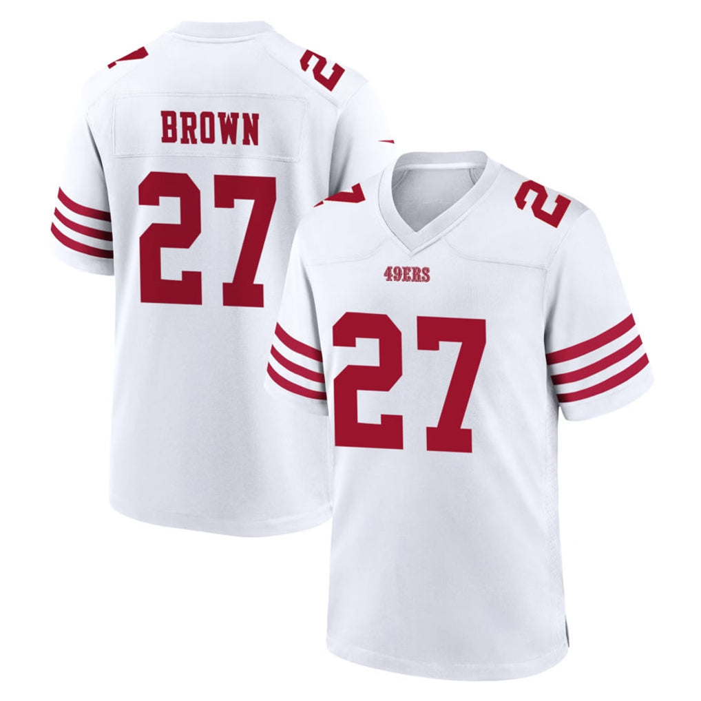 Johmsee SF.49ers #27 Ji'Ayir Brown Player White Game Home Stitched Jerseys
