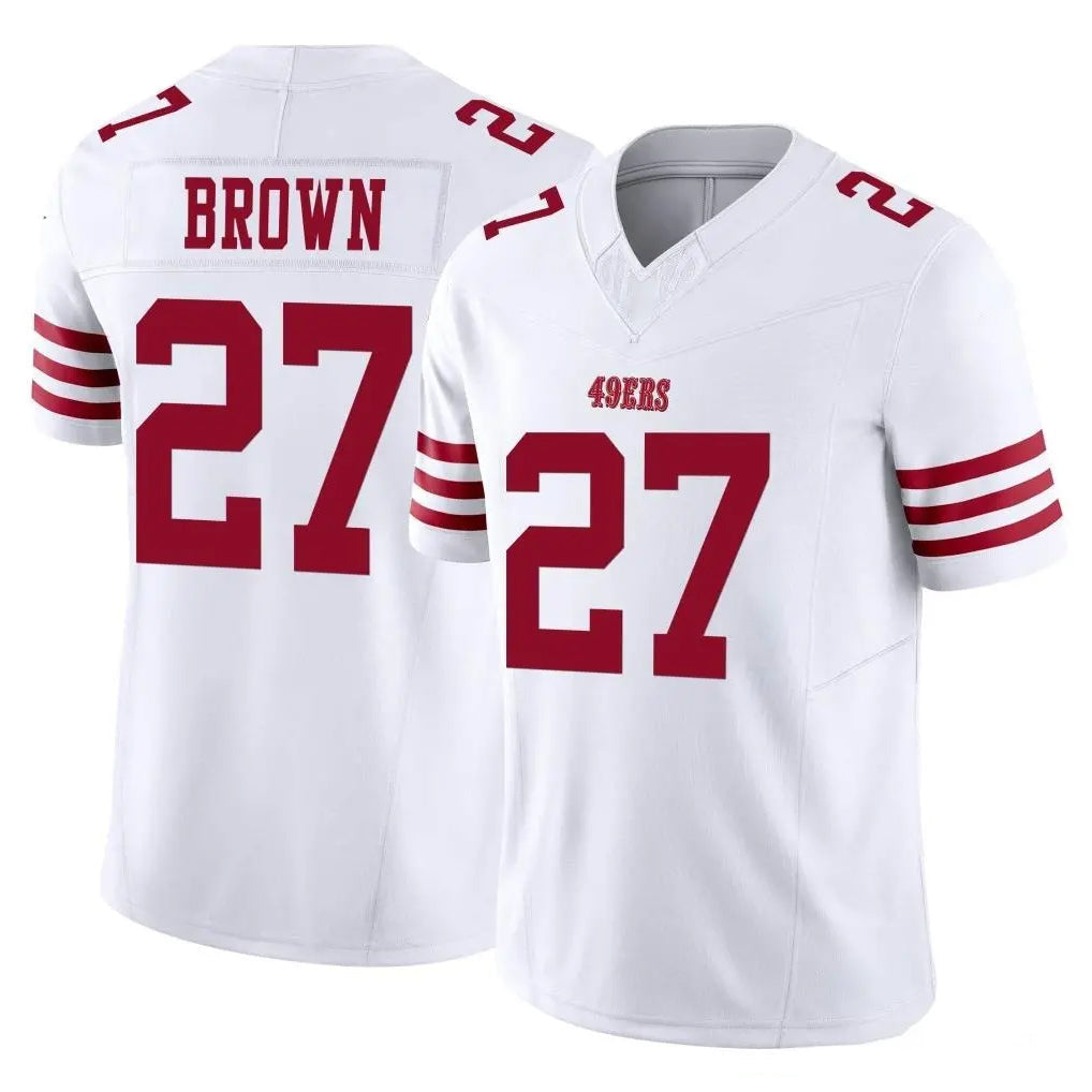 Johmsee SF.49ers #27 Ji'Ayir Brown Player White Limited Vapor F.U.S.E. Home Game Stitched Jerseys