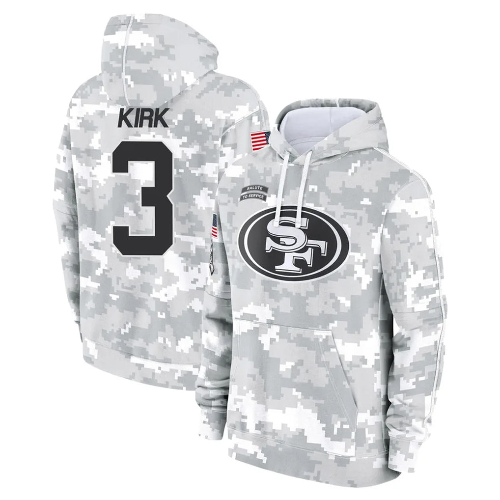 Johmsee SF.49ers #3 Christian Kirk Player Arctic Camo Limited Salute to Service Pullover Hoodies Game Stitched Jerseys