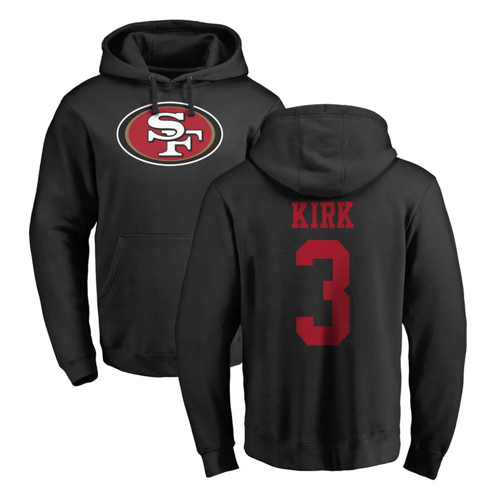 Johmsee SF.49ers #3 Christian Kirk Player Black LOGO Pullover Hoodies Home Game Stitched Jerseys