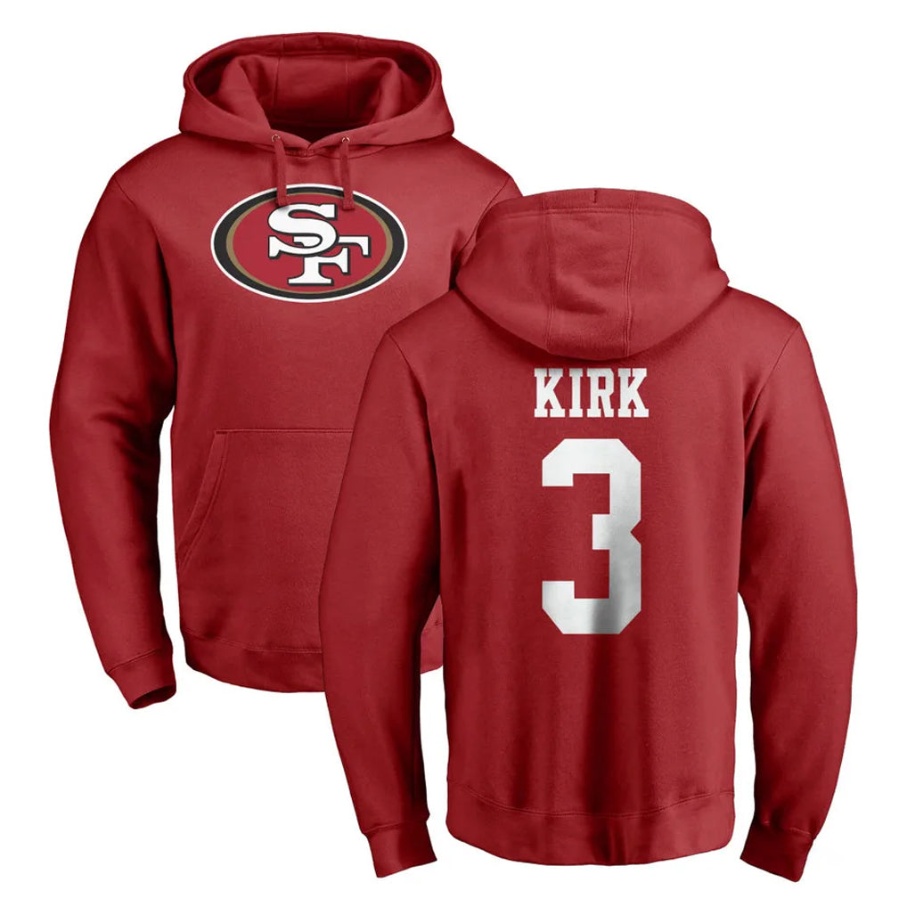 Johmsee SF.49ers #3 Christian Kirk Player Red LOGO Pullover Hoodies Home Game Stitched Jerseys