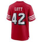 Johmsee SF.49ers #42 Ronnie Lott Scarlet Retired Player Alternate Game Stitched Jerseys