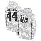 Johmsee SF.49ers #44 Kyle Juszczyk Player Arctic Camo Limited Salute to Service Pullover Hoodies Game Stitched Jerseys