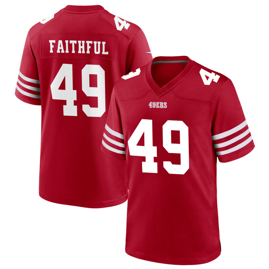 Johmsee SF.49ers #49 The Faithful Player Scarlet Home Game Football Jerseys