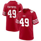 Johmsee SF.49ers #49 The Faithful Player Scarlet Home Game Football Jerseys