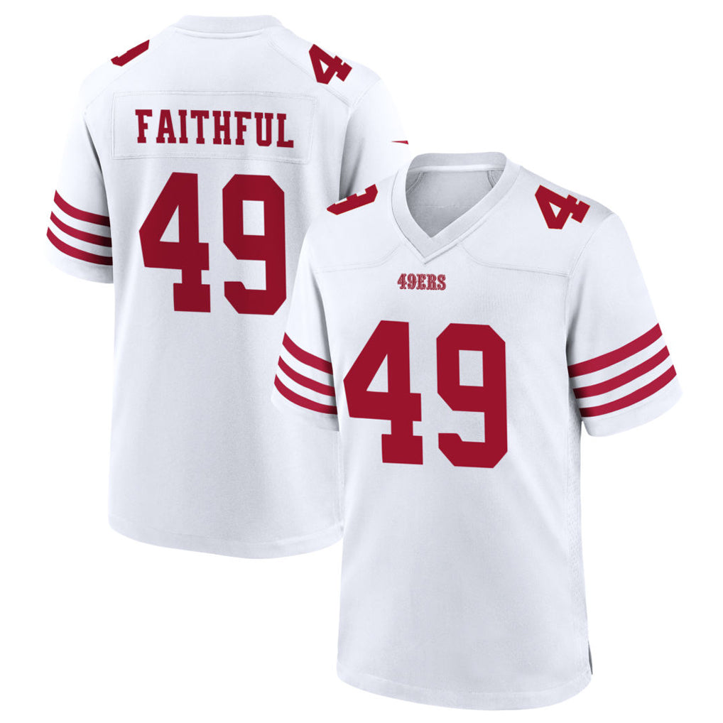 Johmsee SF.49ers #49 The Faithful Player White Home Game Football Jerseys